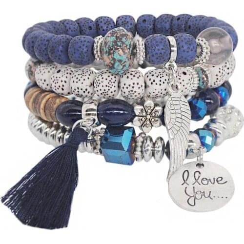 Multi-layer Bracelets Women Tassel Angel Wing Pendant Bodhi Bracelet Femme Gifts New Fashion Jewelry Accessories Lovers Bracelet