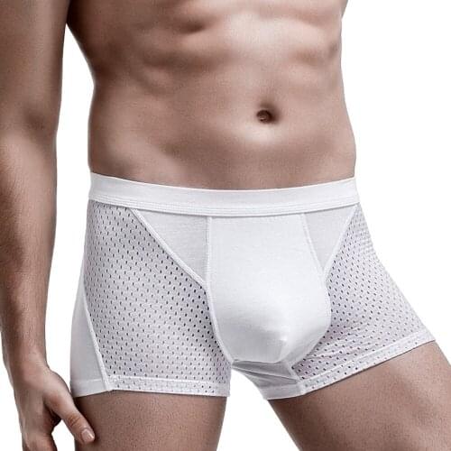 Mesh Breathable Trunks Mens Ice Silk Boxer U Pouch Briefs Panties Underpants Shorts Underwear Gay Sleepwear Boxershorts A50