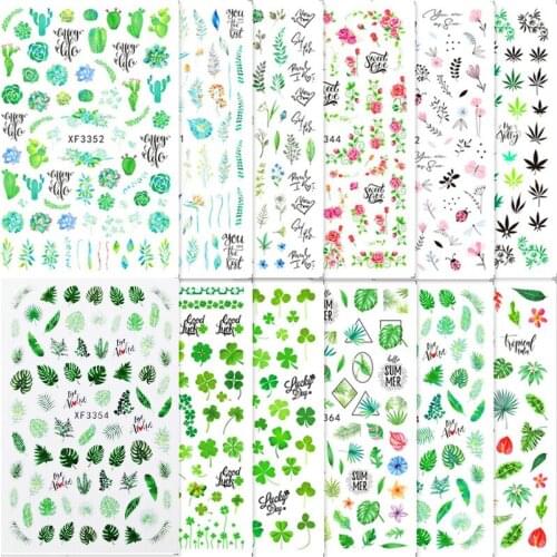 12Pcs/Lot 3D Nail Sticker Decals Leaf/Flowers Nail Art Decorations Stickers Sliders Manicure Accessories Nail Foil 2021