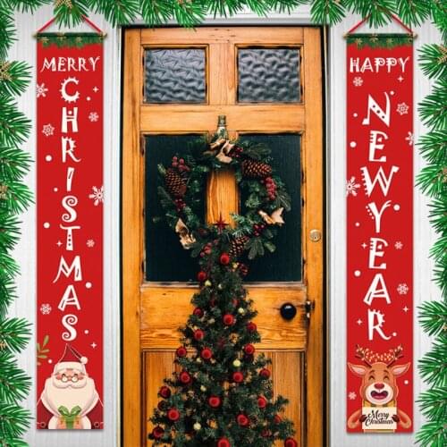 180*30cm Outside Xmas Ornaments Hanging Home Wall Door Merry Christmas Banner New Welcome Holiday Decoration