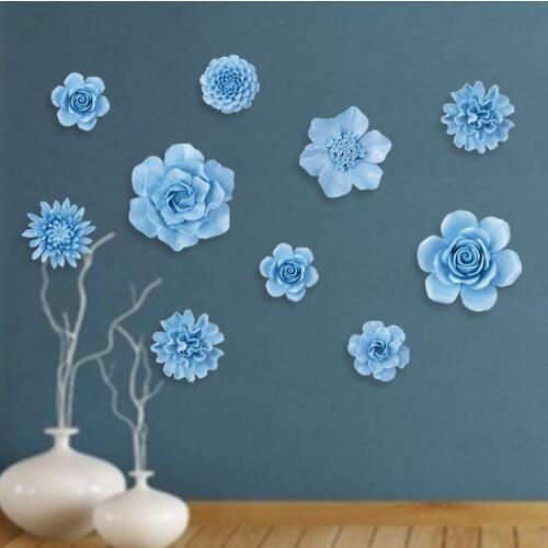 Wall Stickers Wall Decoration Three-dimensional Ceramic Flower Pendant Tv Wall Hangings, Simple Room Wall Decorations