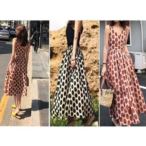 Brand 2019 new cotton polka dot cloth robe dress long skirt fabric High-end linen fabric