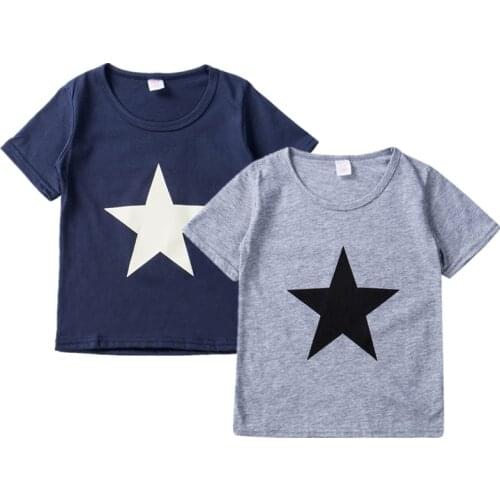 2020 Brand New Toddler Kids Boys T-Shirt Star Print Short Sleeve Solid Pullover Children Cute Tops Blouse Tee Summer Clothes