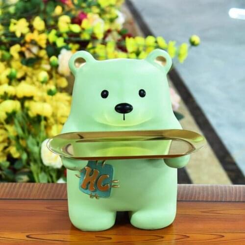 New Creative Bear Storage Tray Decoration Figurine Living Room Porch Bedroom Table Decoration Home Accessories Nordic Style Gift