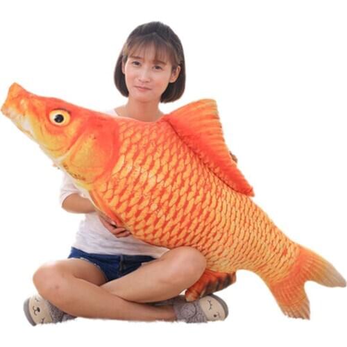 Dorimytrader Giant Simulation Goldfish Stuffed Toy Plush Soft Animal Carp Fish Doll Pillow Kids Gift 47inch 120cm DY61240