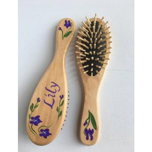Personalize names flowers birthday girls hair brushes, wedding flower girl bridesmaid mothers day hair brush Christmas gifts
