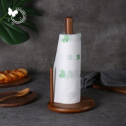 KKC HOME Kitchen Wooden Vertical Paper Towel Holder Napkin Rack Countertop Home Kitchen Storage Accessories Kitchen Tools