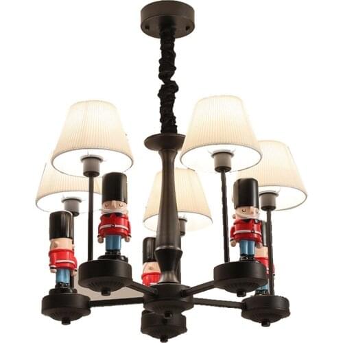 Cartoon British Soldier Childrens Room pendant lights European style boy and girl bedroom led hanging lamp indoor decoration