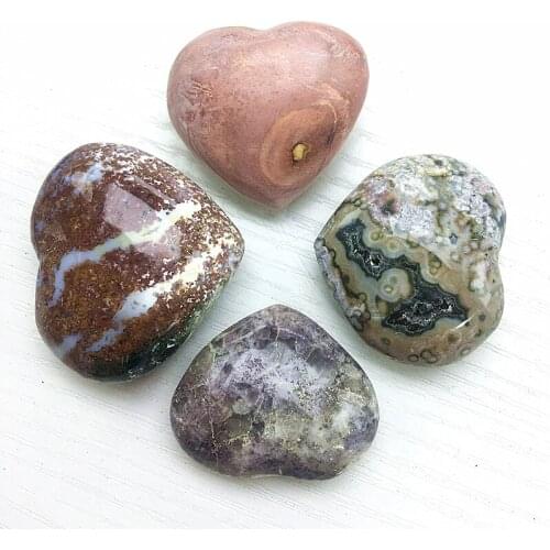 Natural crystal stones ocean jasper heart shape polychrome quartz crystals love heart for gift for healing