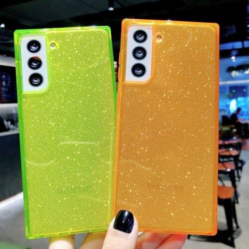 Shockproof Square Case for Samsung Galaxy A10 A20 A30 A50 A70 A11 A21 A31 A51 A71 A12 A22 A32 A42 A52 A72 M10 Soft Glitter Cover