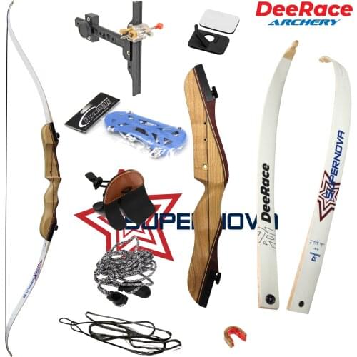 Recurve Bow Set 48" 54" 62" Archery Traditional Wood Bow With Archery Accessories Right Hand 15-36lbs Limbs Riser String Sight