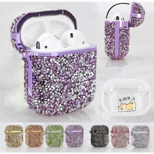 Luxury Bling Glitter Hard Case For Airpods 1 2 Pro PC Cartoon Hard Cases for Airpods Pro Headset Crystal Cover Bag Clear Bags