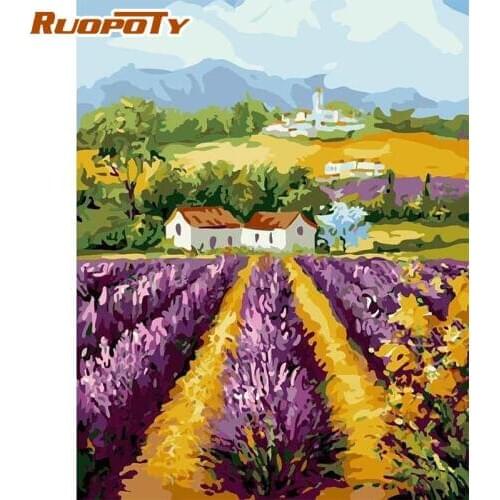 RUOPOTY Frame DIY Painting By Numbers Landscape Picture By Numbers Countryside Modern Wall Art Decors Handpainted Diy Gift