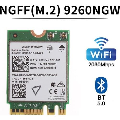 9260 AC 9260NGW Network WiFi Card M.2 2030Mbps 2.4G/5Ghz 802.11Ac Bluetooth 5.0 for Laptop Desktop Windows 10