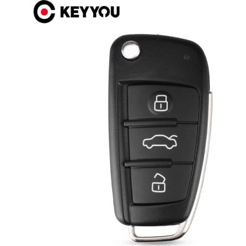KEYYOU 3 Button Folding Remote Flip Car Key Case Shell Fob For Audi A2 A3 A4 A6 A6L A8 Q7 TT Key Fob Case Replacement