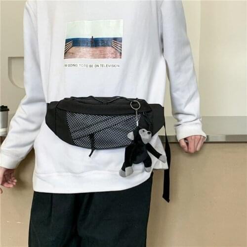 Crossbody Bag Men Chest Pouch Nylon At Night Reflection Waist Pack Multi-Function Messenger Bag Unisex Hip Belt Purse Fanny Pack