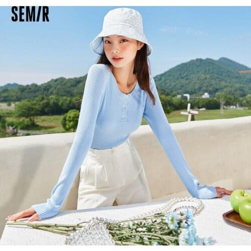 SEMIR Knit Sweater Women Short Top Bm Wind 2021 Autumn New Slim Thin Bottoming Sweater For Woman