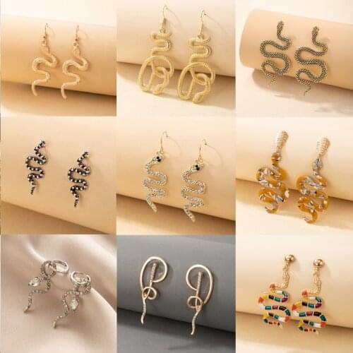 Tocona New Trendy Snake Drop Dangle Earrings for Women Luxury Crystal Stone Alloy Metal Party Jewelry Accessories серьги
