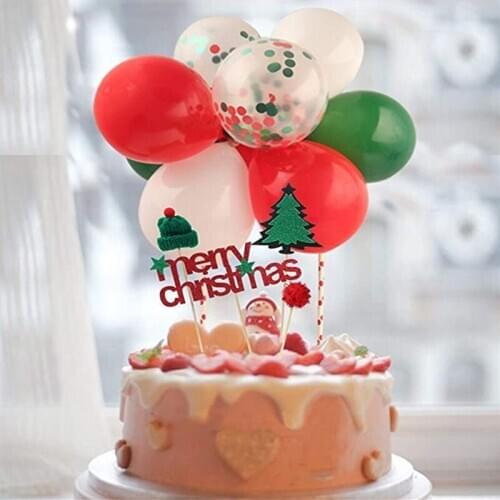New Merry Christmas Transparent Confetti Balloon Cake Topper Birthday Party Decoration Baby Shower Wedding Decor New Year Gifts