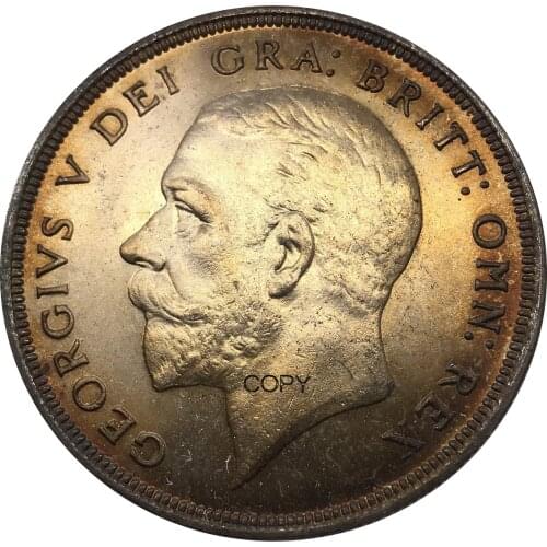 UK 1929 Coin Great Britain 1 Crown George V Cupronickel Plated Silver Metal China Casting Souvenir Collectible Copy Coins