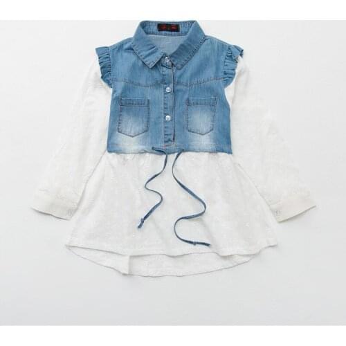 Vintage Shirt Dress for Girls Clothes Spring Fall Long Sleeve Double Pockets Design Belt Kids Dresses for Girls Lace Costumes