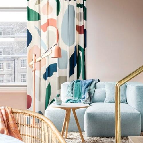 Customized Curtains for Bedroom Living Room Thick Chenille Curtain Geometry Flowers Printed Blinds Modern Drapes Original Nordic