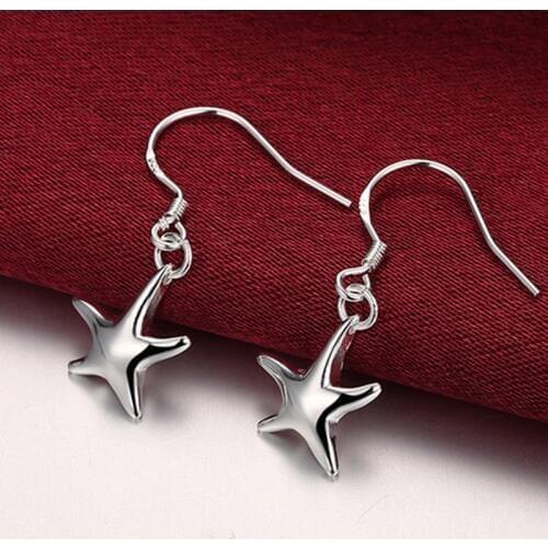 DOTEFFIL 925 Sterling Silver Starfish Drop Earrings For Woman Wedding Engagement Fashion Charm Party Jewelry