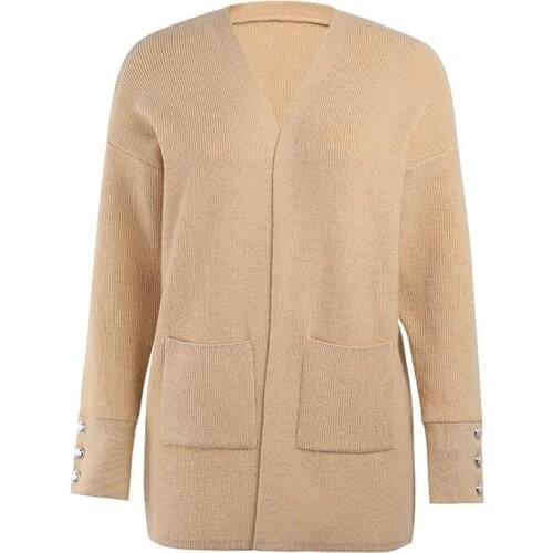 Quanss Women Long Cardigan Autumn Winter Long Sleeve Sweater Female Solid Color Loose Knitted Coats 2021 Casual Knit Clothes