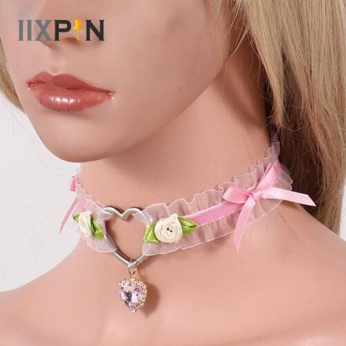 Harajuku Gothic Lace Choker Collar Necklace Lolitas Girls Heart Bow Rose For Ladies kawaii Necklace Jewelry Vintage Accessories