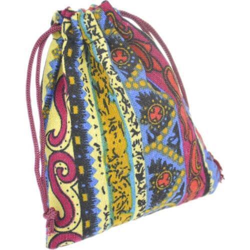 10pcs 10x12cm Dragon Boat Festival Folk Style Pocket Drawstring Bags Color Kit Bag Retro Cottonpackage Box Bags Gift Supply
