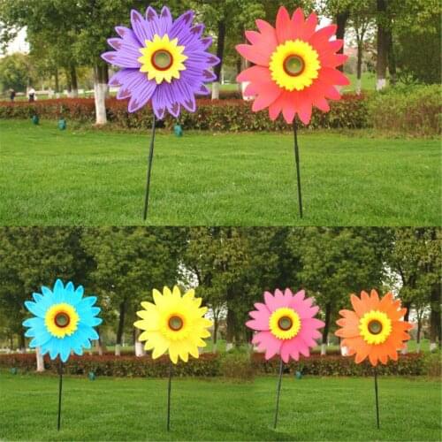 28"Funny Child DIY Colorful Sunflower Windmill Toy Children Outdoor Activities Toy Garden Decor Gift For Kids
