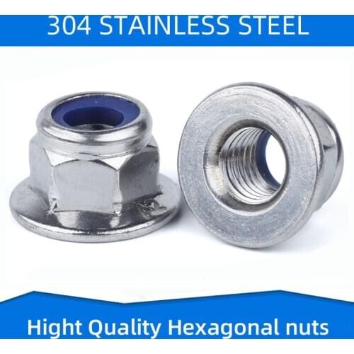 304 316 Stainless Steel Hexagon Flange Nut Hex Nuts with Cap Brim Anti-loose Anti-slide Anti-skid Nut M4 M5 M6 M8 M10 M12