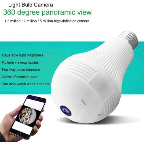 360 Degree Video Camera Panorama 1.3 - 2 - 5 Million Pixel Bulb With Hotspot Wireless WiFi Mobile Phone Remote Dual Light IP