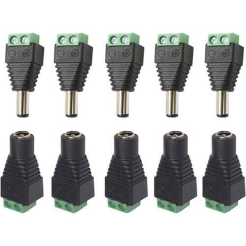 5 Set CCTV Cameras 2.1mm x 5.5mm Female Male DC Power Plug Adapter DC Power Female Plug Jack Adapter Connector Male Plug Socket