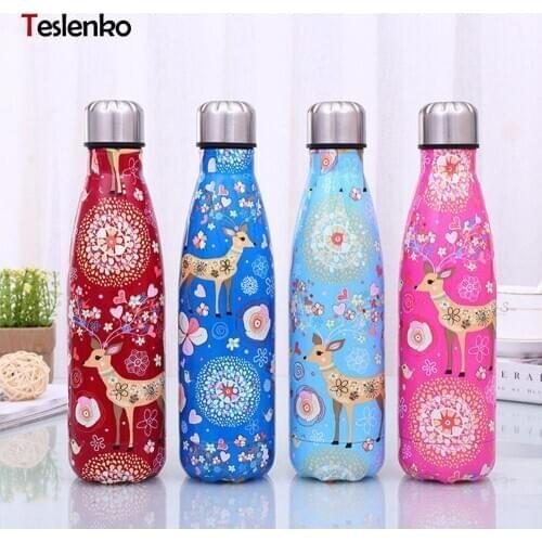 500ml Cartoon Deer Vacuum Cup Insulated Stainless Steel Water Bottle Portable Travel Sport Drink Bottle Gift Coffee Thermos