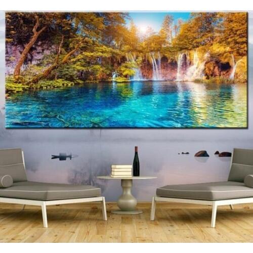 Diamond Picture Home Decor Landscape 5D DIY Embroidery Painting Lake Full Round Drill Cross Stitch Waterfall Wall Art Handmade