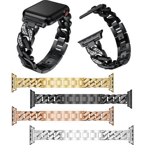 Bling Rhinestone Watch Band for Apple Watch iWatch 38/40mm 42/44mm Bracelet Stainless Steel Strap for iWatch Series 5 4 3 2 1