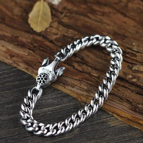 Hot Sale Man`s Real Silver Chain Silver Bracelet Limited Men S925 Pure Silver Bracelet Classic Thai Silver Fashion Bracelets