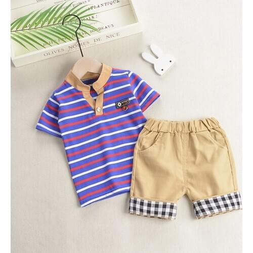 Children clothes summer new boys clothing sets fashion striped cotton tees+shorts 2pcs outfits kids tracksuit suits for 1-4Y boy