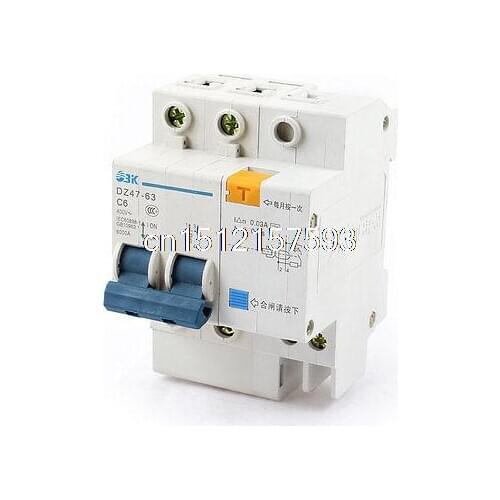 DZ47-63 C6 6A Rated Current 2 Pole ELCB Earth Leakage Circuit Breaker