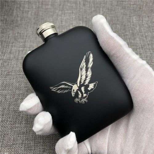 Can Customized DIY 304 Stainless Steel Hip Flask Flying Eagle 6 OZ 170ML Food Grade Portable Flask with Funnle Alcohol Drinkware