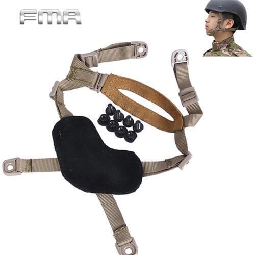 FMA 4 Points Airsoft Tactical Helmet Chin Strap with Bolts and Screws Lanyard H-Nape X-Nape Pad Harness for MICH ACH Helmet