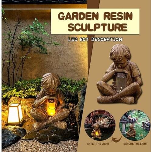 Glimpses of God Boy Statue Garden Decoration Resin Ornament Alien Snail Statue Figure Statues Model Garden Decoration