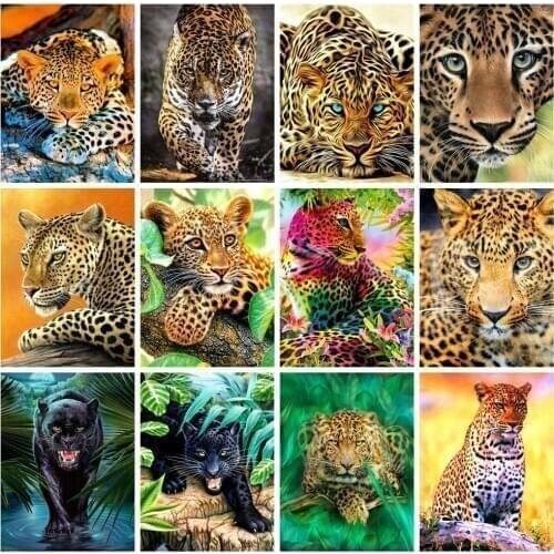 Huacan 5D Diamond Painting Full Square Leopard Diamond Embroidery Mosaic Kits Art Home Decoration New Arrival