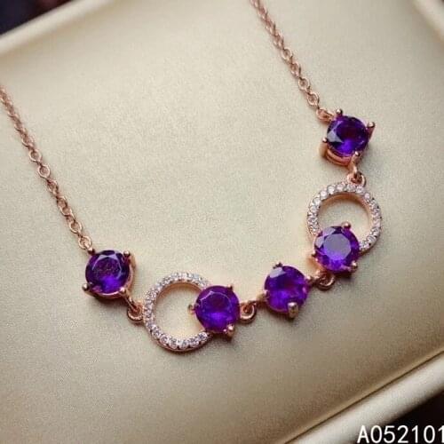 KJJEAXCMY fine jewelry S925 sterling silver inlaid Amethyst Girl new classic hand Bracelet Support test Chinese style