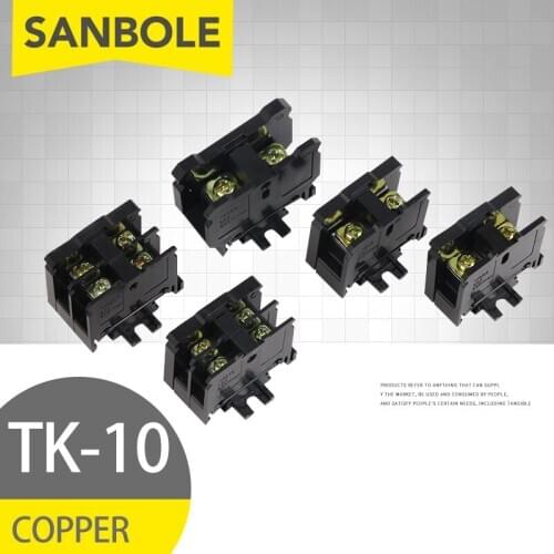 20pcs TK-10A 20A 30A 40A 60A 100A Connection Terminal Blocks Platform Connector Row Black Plate