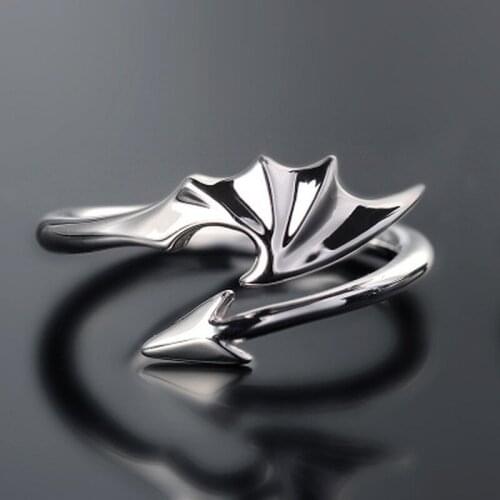 Milangirl Halloween Punk Titanium Brass Black Little Devil Gothic Evil Vampire Opening Rings for Couple Lovers Party Jewelry