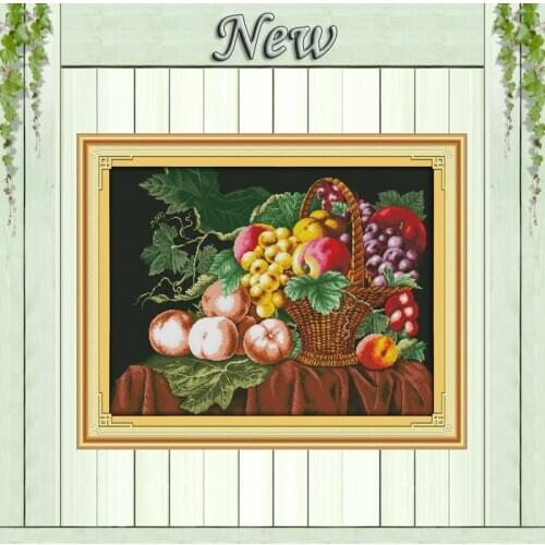 Fruits Basket,11CT Counted Printed on Canvas DMC 14CT Cross Stitch kits,full Embroidering Set Needlework,House Home wall Decor
