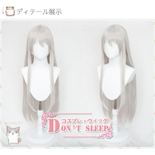Azur Lane Enterprise Silver Long Straight Role Play Heat Resistant Synthetic Hair Halloween Party Cosplay + Free Wig Cap