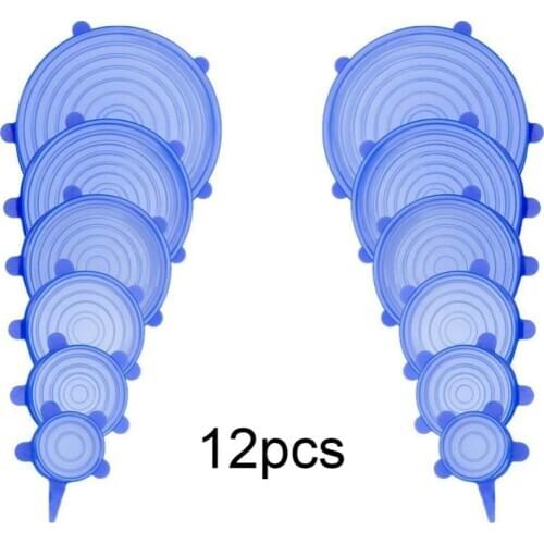 6/12pcs Silicone Stretch Lids Universal Lid Silicone Bowl Pot Lid Silicone Cover Pan Cooking Food Fresh Cover Microwave Cover